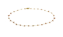 Ketting goud/edelsteentjes roze