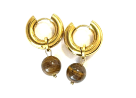 Oorringen goud met tijgeroog