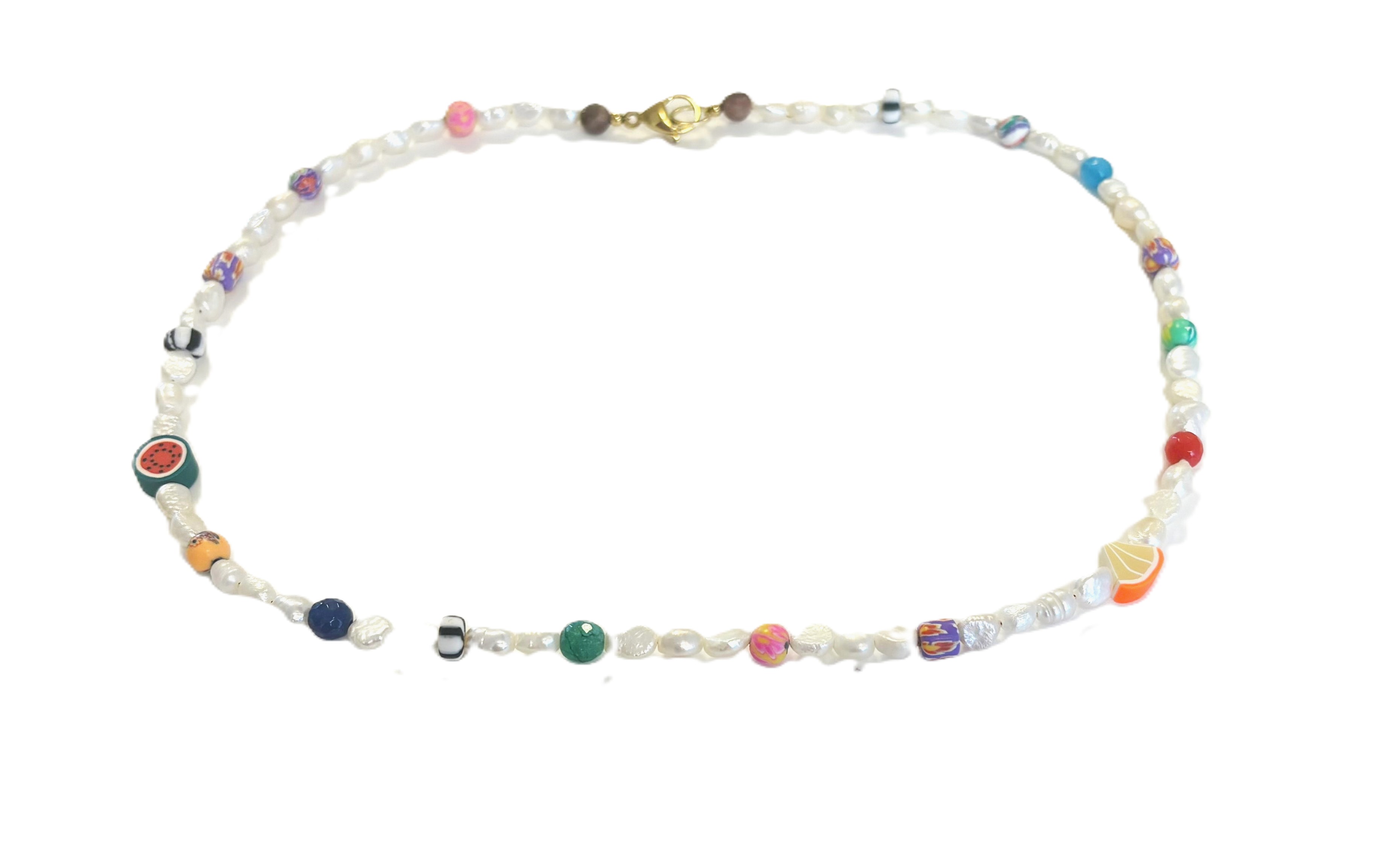 Ketting festival parels /gouden slot