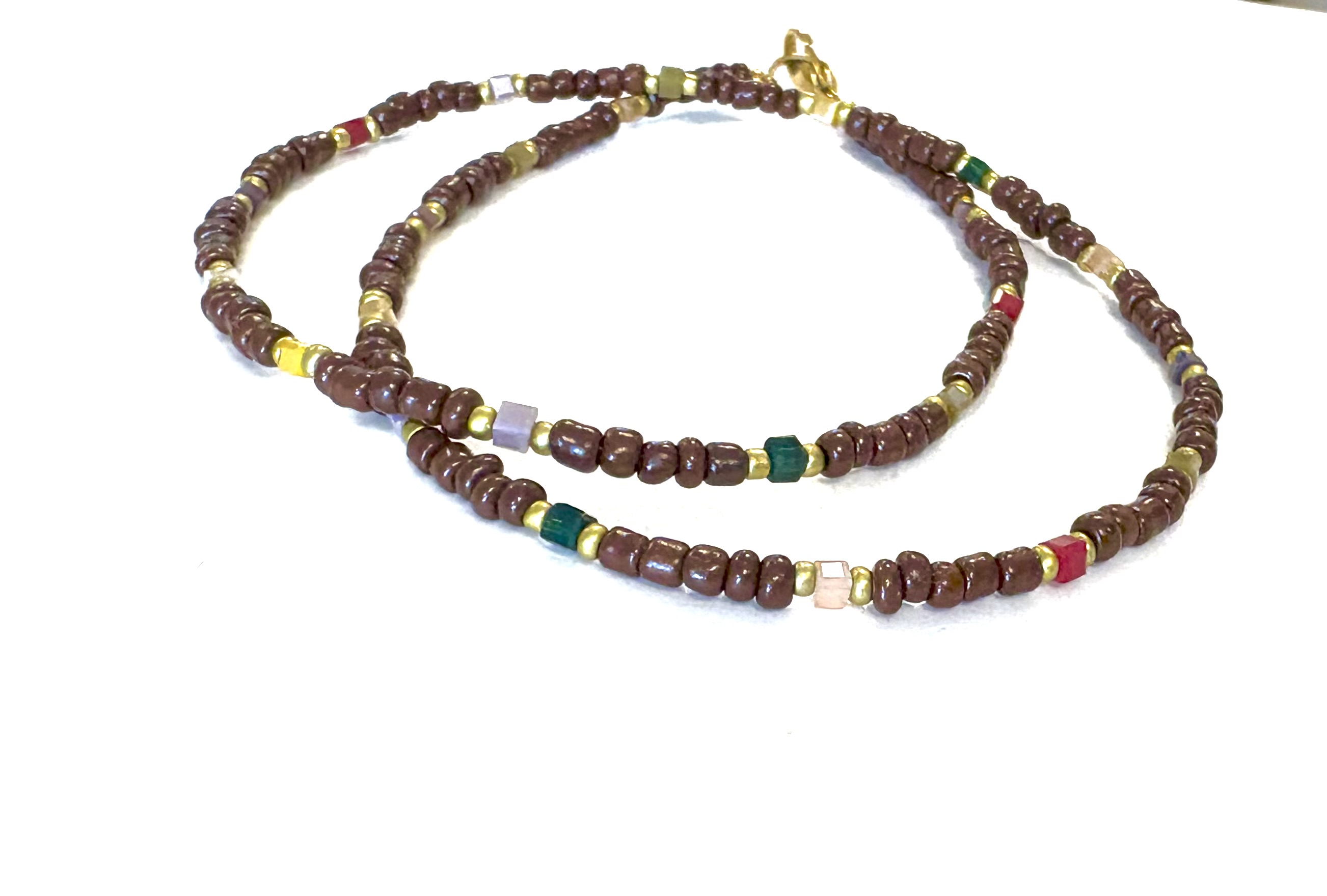 Ketting bruin met kristal