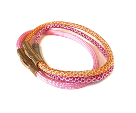 Armband paracord smal roze/wit
