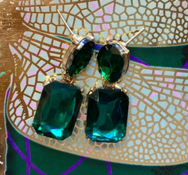 Oorbellen kristal groen