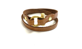 Armband cognac harpsluiting goud