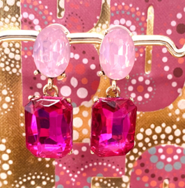 Oorbellen kristal pink