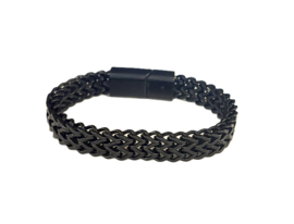 Armband gevlochten stainless steel zwart