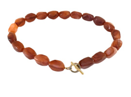 Ketting grote acryl kralen cognac