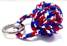 Sleutelhanger scheepsknoop paracord rood/wit/blauw