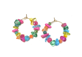 Oorringen multi color gemstone en kristal