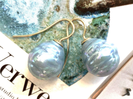 Baroque pearl earrings ocean blue/gold