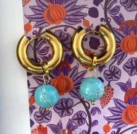 Earrings gold and turquoise