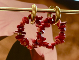 Oorringen natuursteen bamboo koraal