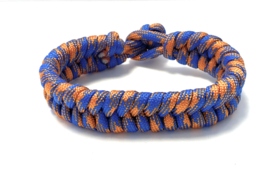 Heren armband gevlochten paracord blauw/oranje
