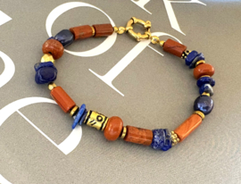 Armband rode Jaspis/Lapis Lazuli