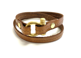 Armband cognac harpsluiting goud