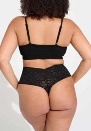 Lace Laboratory High Waist Thong Black