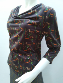 Shirt met geplooide hals, mt.M