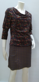 Shirt met geplooide hals, mt.M