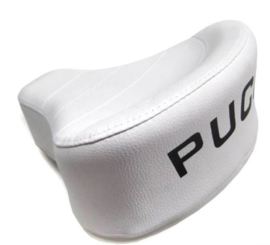 Zadel voor Puch Maxi - dik model - wit met zwarte letters