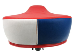Zadel voor Puch Maxi - dik model - rood / wit / blauw