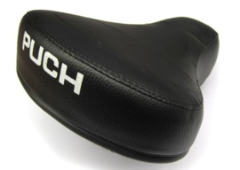 Zadel voor Puch Maxi - dunne model - zwart met kleine witte letters