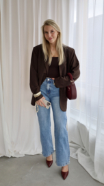 BROWN OPEN BACK BLAZER