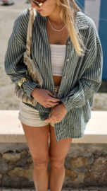OVERSIZED STRIPE GREEN BLOUSE