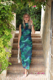 BLUE GREEN MESH JURK