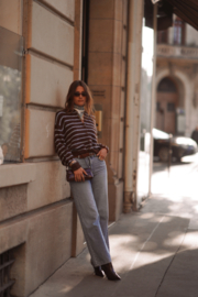 NOOR BLUE BROWN STRIPED VEST