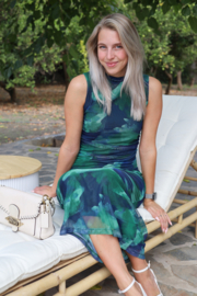 BLUE GREEN MESH JURK