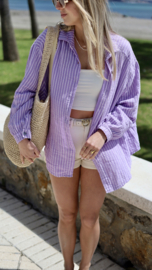 OVERSIZED STRIPE LILA BLOUSE