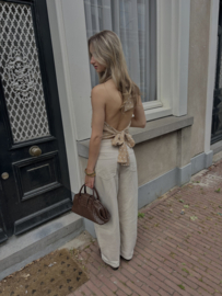 BEIGE BARREL JEANS