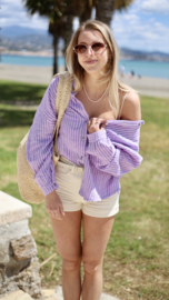 OVERSIZED STRIPE LILA BLOUSE