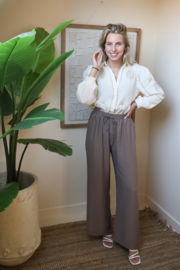 EMBROIDERED WAFFLE BLOUSE