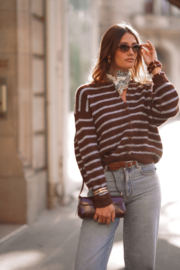 NOOR BLUE BROWN STRIPED VEST