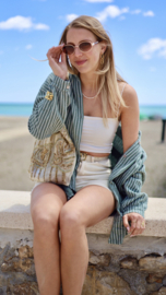 OVERSIZED STRIPE GREEN BLOUSE