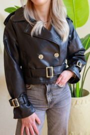 CROPPED BLACK TRENCHCOAT
