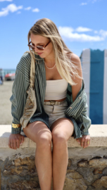 OVERSIZED STRIPE GREEN BLOUSE