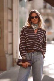 NOOR BLUE BROWN STRIPED VEST