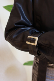 CROPPED BLACK TRENCHCOAT
