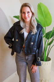 CROPPED BLACK TRENCHCOAT