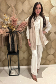 Teddy vest beige lang