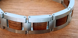 Armband edelstaal hout walnoot