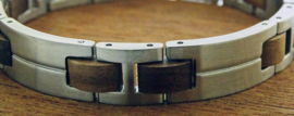 Armband edelstaal hout walnoot