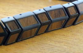 Armband edelstaal hout walnoot zwart