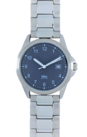 Tyno Werkhorloge zilver blauw 201-012 staal