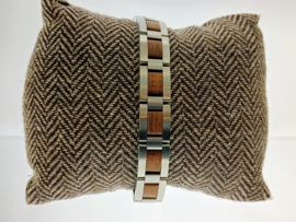 Armband edelstaal hout walnoot