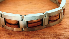 Armband edelstaal Zebra hout