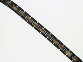 Armband edelstaal zebra hout zwart