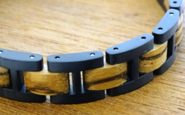 Armband edelstaal zebra hout zwart