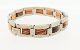 Armband edelstaal Zebra hout